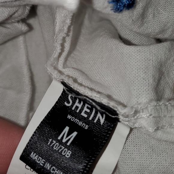 White Cropped Peasant Top Off the Shoulder New Medium - Picture 7 of 8